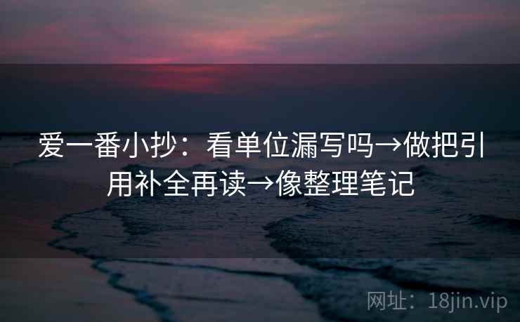 爱一番小抄：看单位漏写吗→做把引用补全再读→像整理笔记